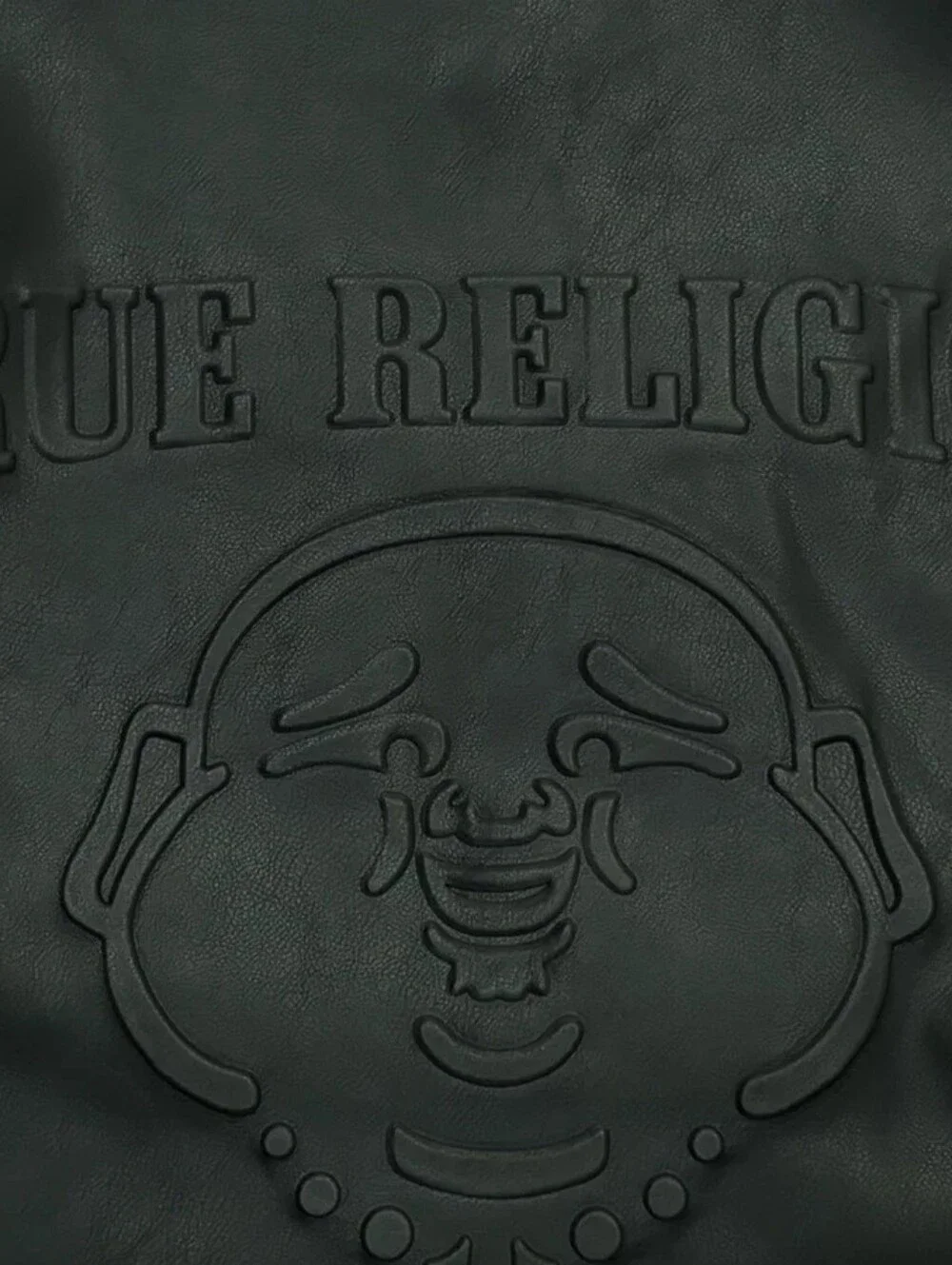 New True Religion Mens XL PU Moto Jacket Black Red Contrast Stitch